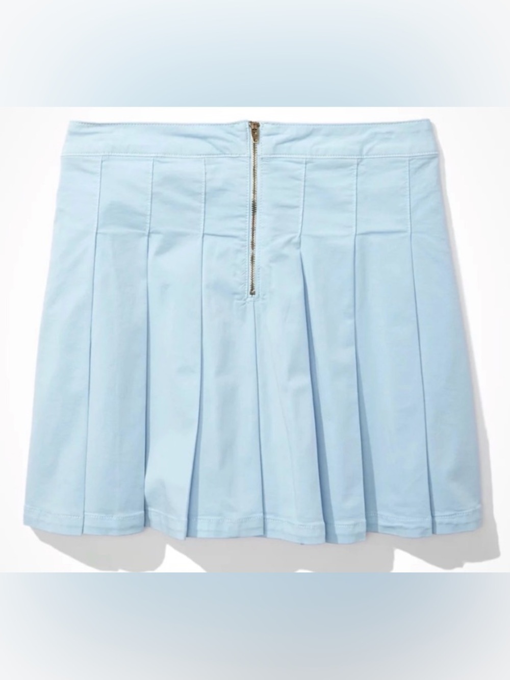 American Eagle Light Blue Pleated Mini Skirt Size 4 Regular Back Zip Preppy - Picture 3 of 10
